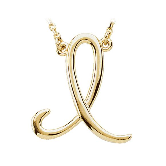 14k Yellow Gold, Olivia Collection, Medium Script Initial I Necklace - Picture 1 of 5